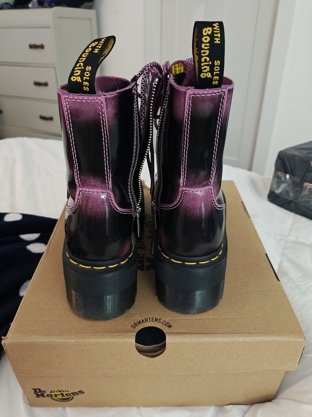 Dr. Martens Metallic Purple-Black Platform Lace-Up Boots - Picture 4 of 10